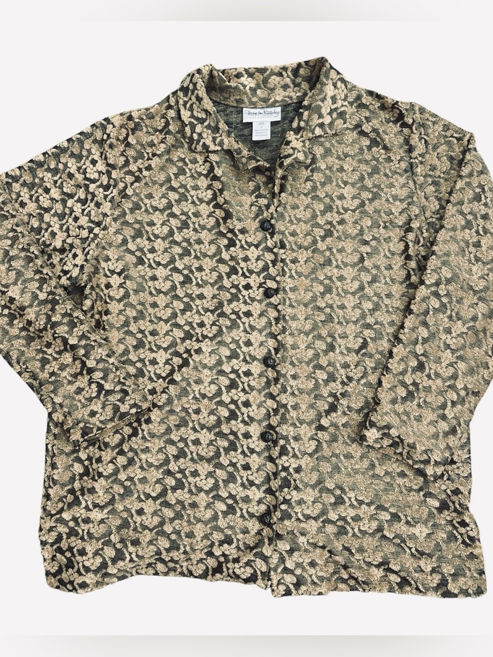 Diane Von Furstenberg Color Authority Gold Velvet Burnout Shirt Large